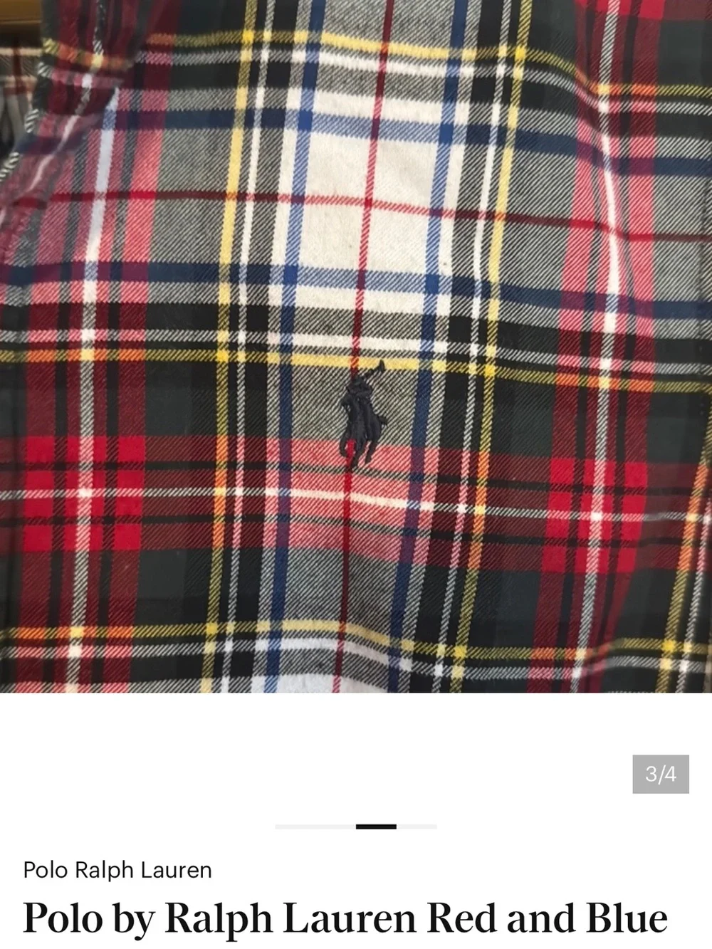 Youth Ralph Lauren Red, Blue and White Plaid Button-Down Shirt
